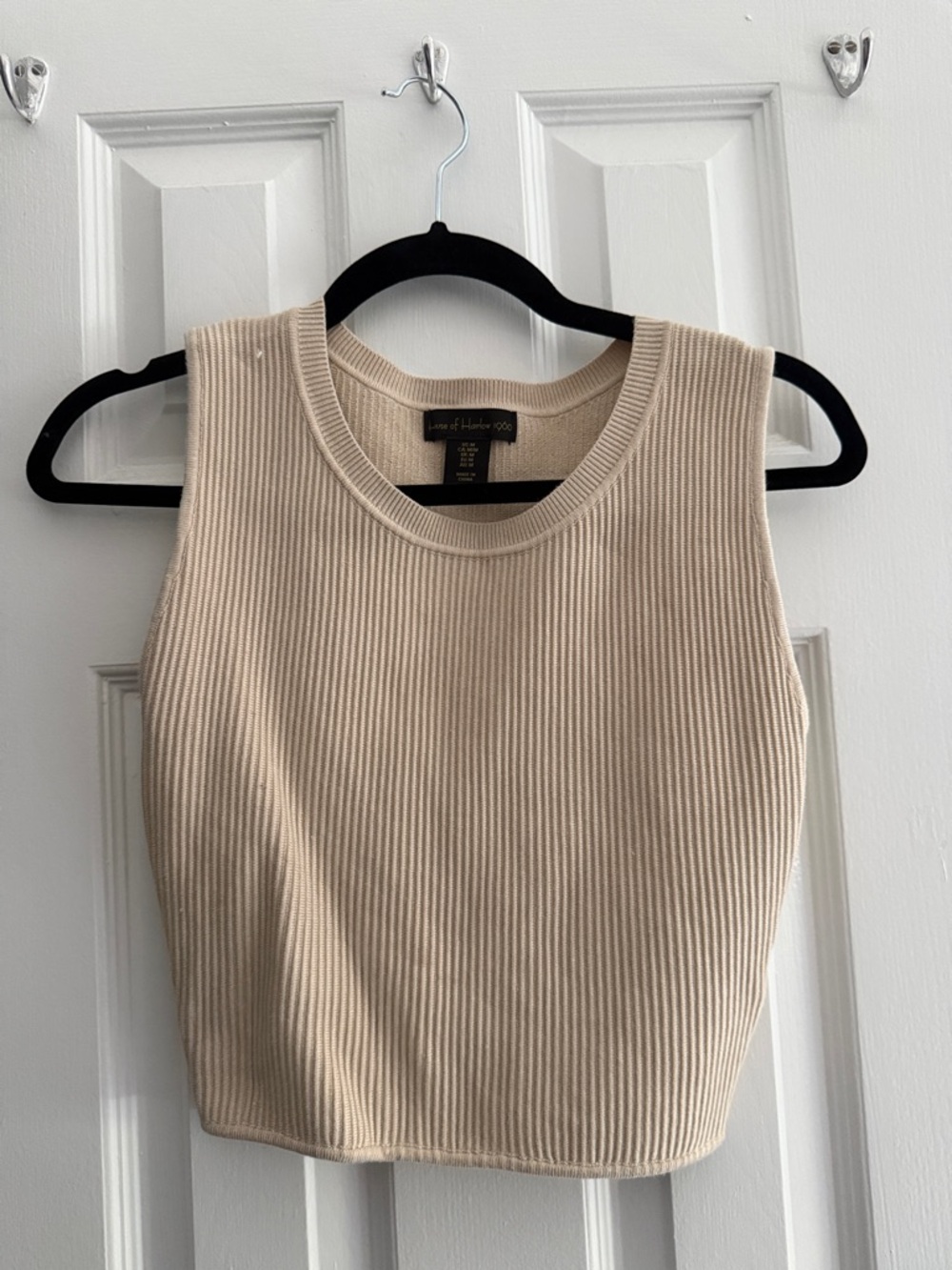 Beige Ribbed Crop Tank House of Harlow